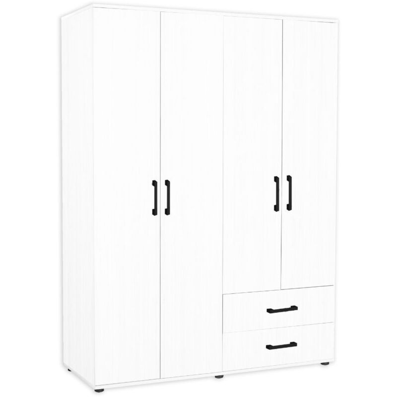 Iperbriko - Armoire blanche 120x41x170 cm 4 portes 2 tiroirs