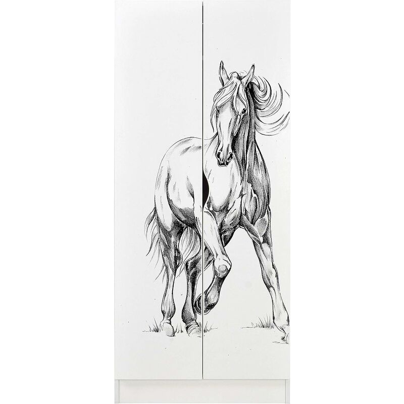 armoire blanche deux portes roma - cheval au galop