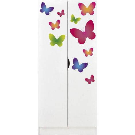 Armoire blanche deux portes ROMA - Papillons