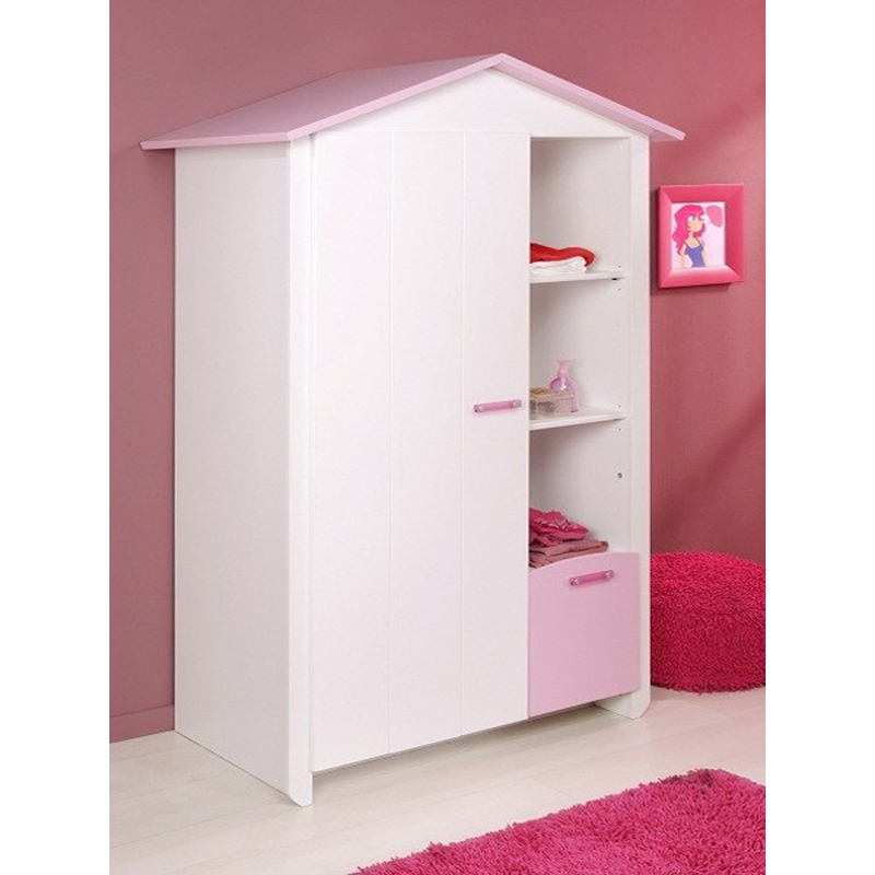 Armoire Blanche Et Rose Pour Chambre Fille Dim L 112 X H 181 X P 60 Cm 42prs 2273arpt