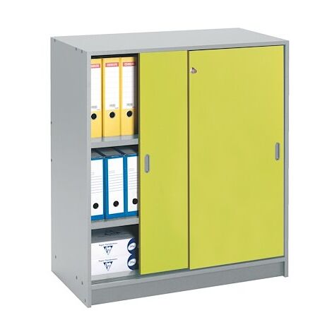 Armoire bois 100 x 90 cm corps aluminium - portes coulissantes kiwi - Maxiburo
