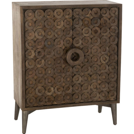 Armoire bois de manguier marron deux portes design sculpté - Marron bois de manguier sculpté
