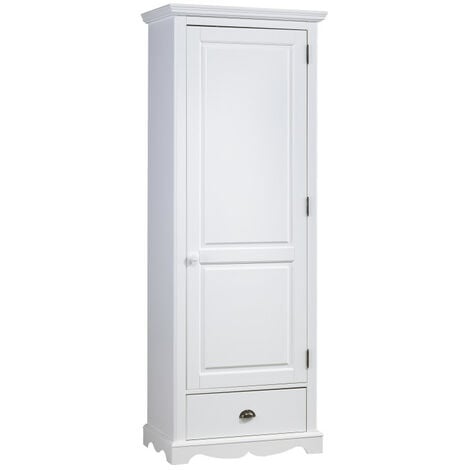 Armoire Bonnetière Blanche Style Anglais 1 Porte 1 Tiroir L 70 H 186 P 42 cm