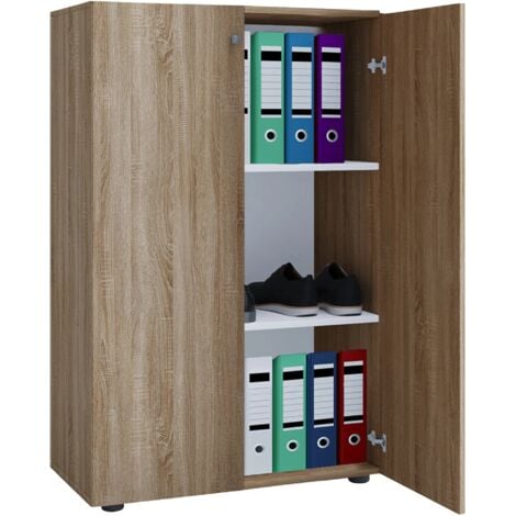 MATERIAUXBRICO.COM Armoire bureau 2 étagéres chêne de sonoma 70 x H. 110 x T. 40 cm