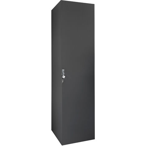 Armoire cadenassable avec 1 porte en bois mélamine coloris graphite - longueur 45 x hauteur 185 x profondeur 54 cm