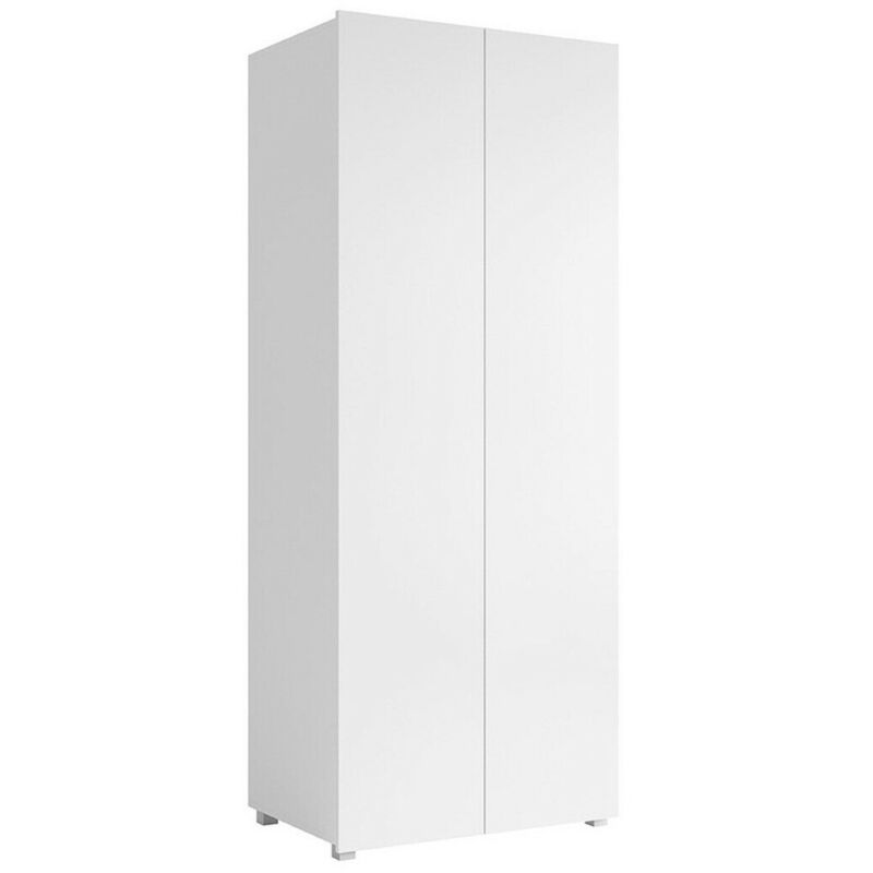 Mobilier1 - Armoire Tivdalu 125, Blanc + Blanc brillant, 200x80x52cm, Portes d'armoire: Avec des charnières, Nombre d'étagères: 0