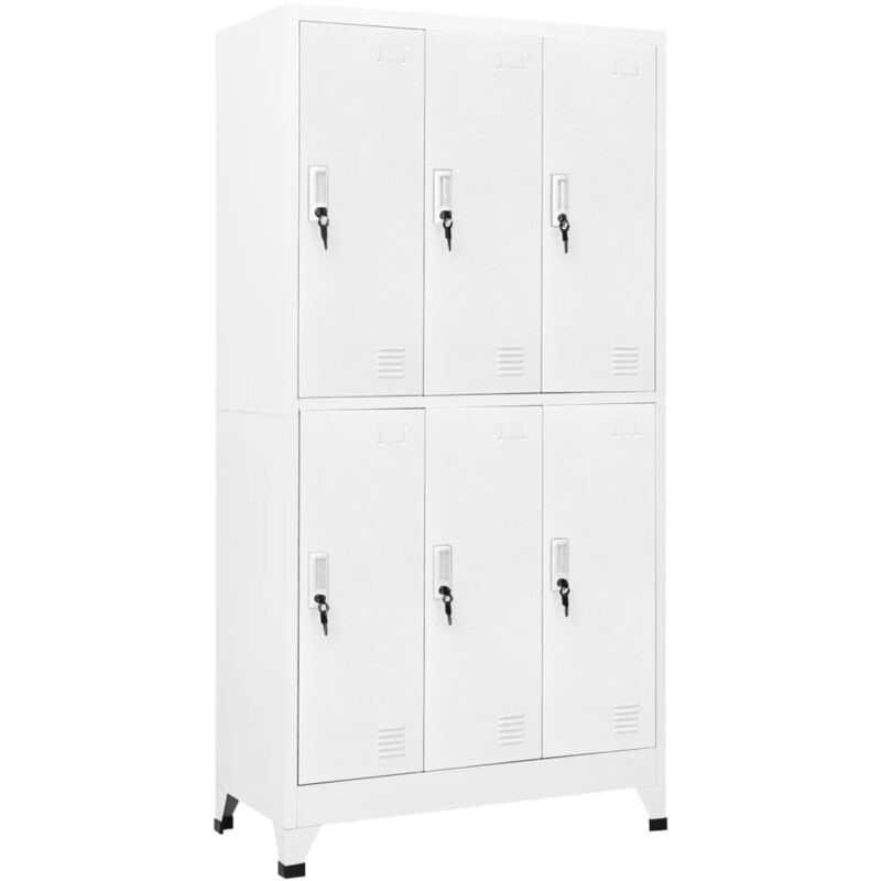 Armoire à casier Meuble de Rangement - Style Contemporain avec 6 compartiments Acier 90x45x180 cm Gris BV188914 Bonnevie