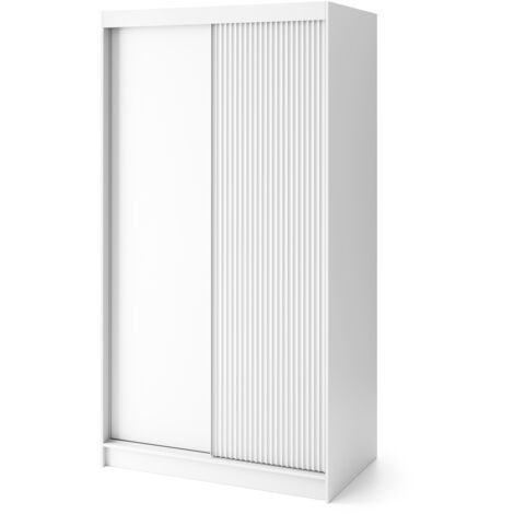 Armoire chambre adulte blanche BLANKO avec miroir 120 cm-Largeur 120 cm