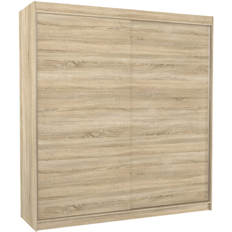 Les Tendances – Armoire en bois clair 2 portes coulissantes 200x215x58 cm – Penderie et étagères réglables – Fabrication européenne – Système Les Tendances – Armoire en bois clair 2 portes coulissantes 200x215x58 cm – Penderie et étagères réglables – Fabrication européenne – Système