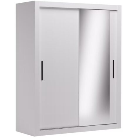 Armoire chambre adulte DIVA 160cm – 2 portes coulissantes dont 1 avec miroir-Blanc