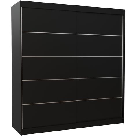 Armoire chambre adulte noir 2 portes coulissantes Yvona 200cm