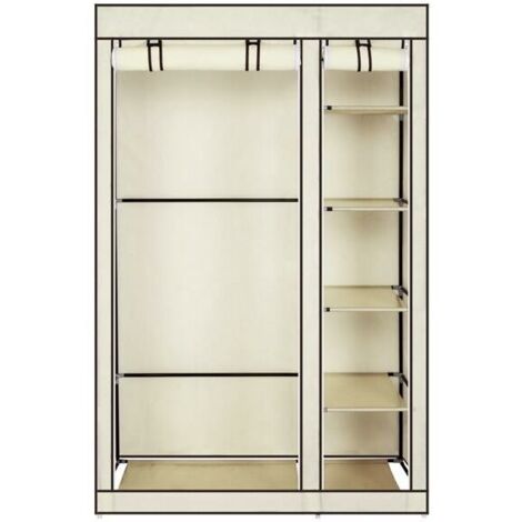 Armoire Chambre Armoire de Rangement Dressing Chambre Penderie Tissu Garde Robe Portable pour Chambre D'adulte Beige 5 Couches 6 Cubes 110 x 45 x 175