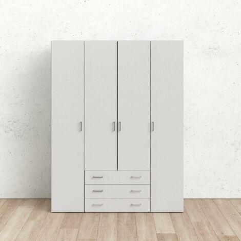 Armoire chambre blanche 49,5x200,4h cm – 2 portes – Style contemporain – Rangement optimisé pour espaces réduits – Ac Marca