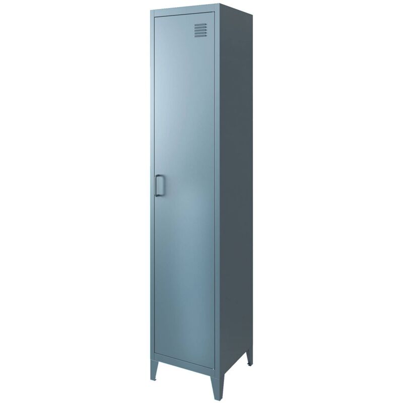 Sweeek - Armoire chambre en métal bleu 4 espaces de rangement