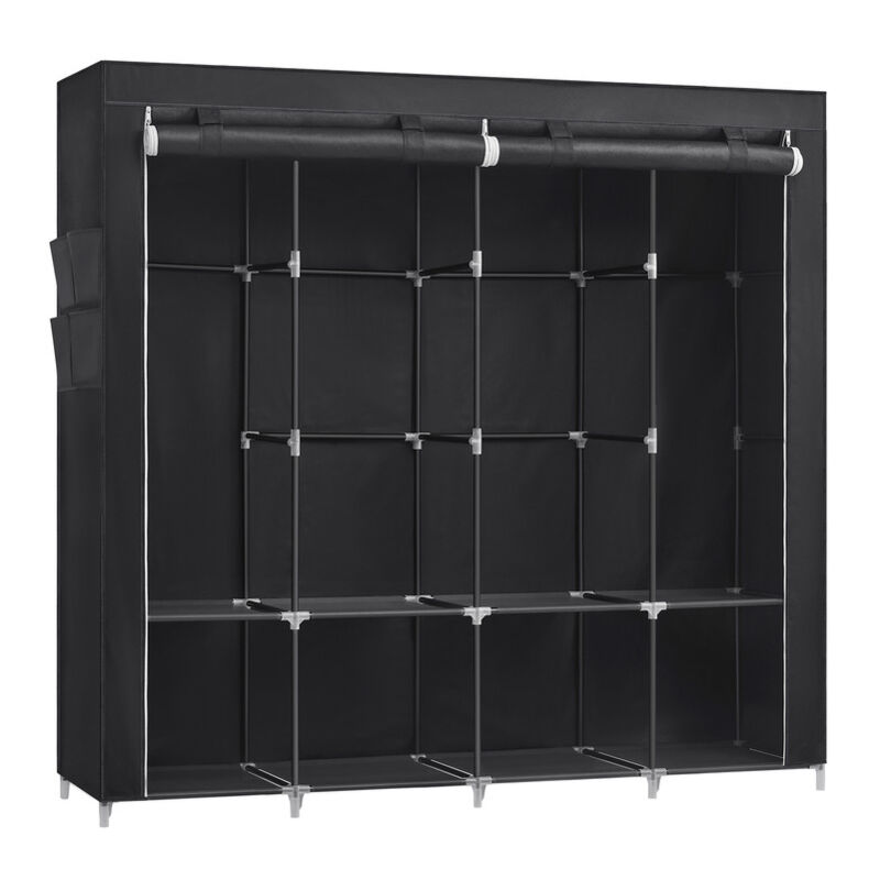 Armoire Chambre en Tissu, Porte-vêtements, Penderie, 45 x 170 x 167 cm cm, 4 Compartiments de Suspension, abvec Étagères, 4 Pochettes, Grande