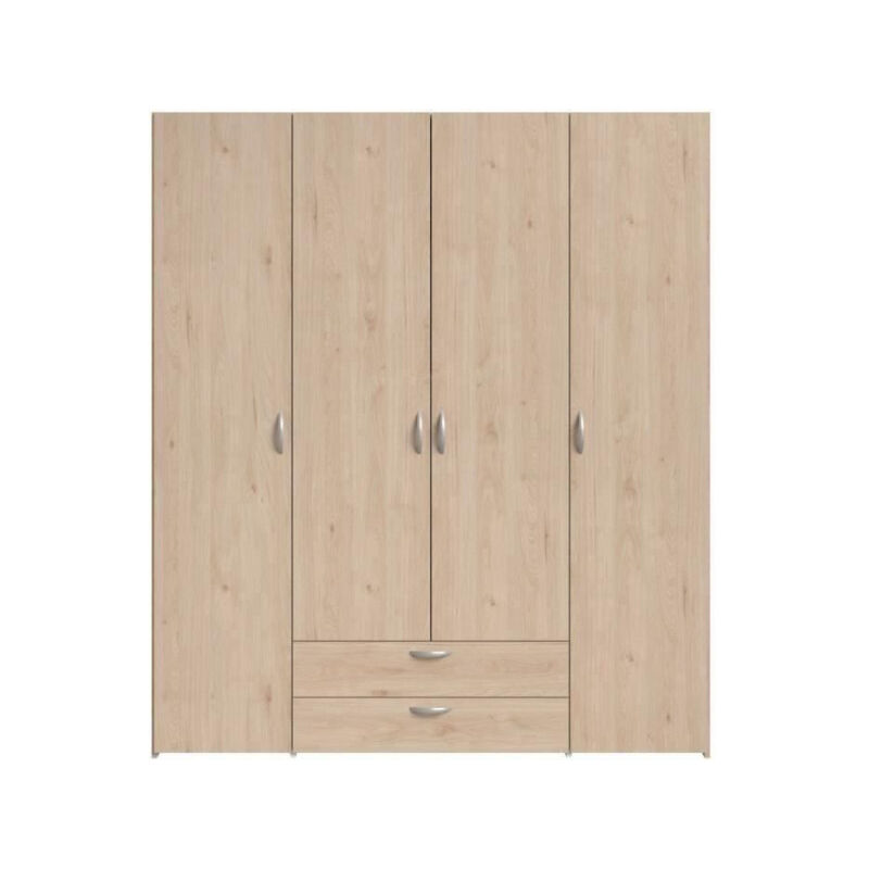 Parisot - Armoire chambre varia - Décor chene - 4 portes battantes + 2 tiroirs - l 159,9 cm x p 51,3 cm x h 185 cm