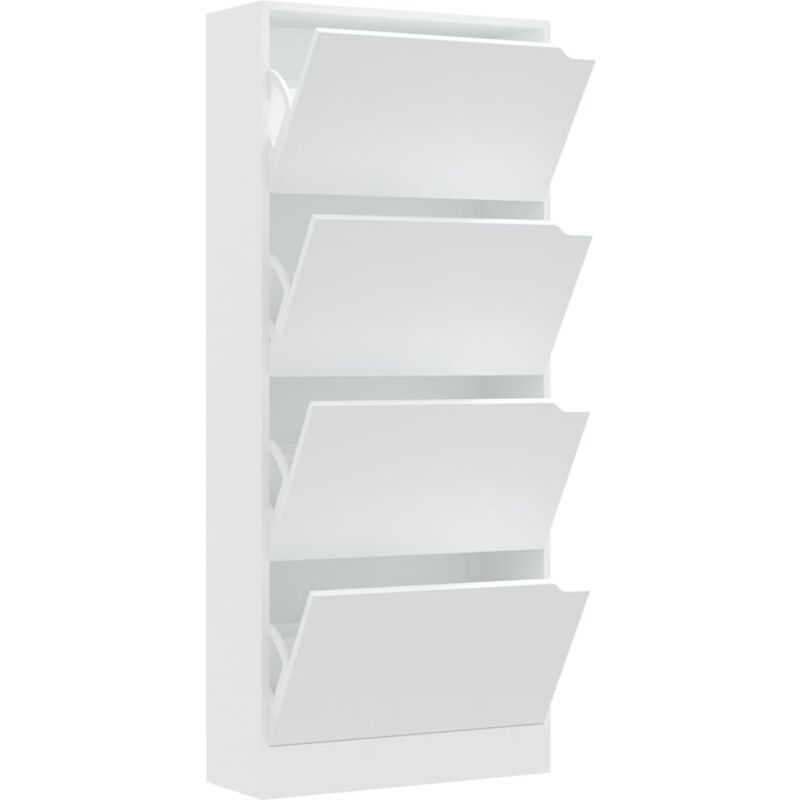 Armoire à chaussures 4 portes Blanc 59x24x136 cm Aggloméré
