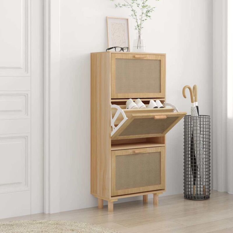 Vidaxl - Armoire à chaussures Marron 52x25x115cm Bois d'ingénierie/rotin