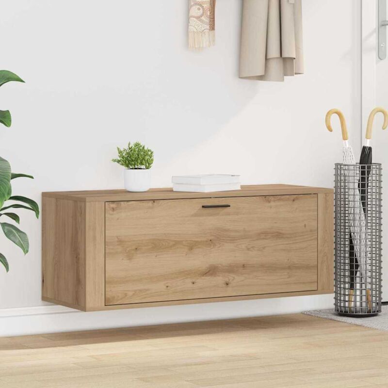 Vidaxl – Meuble à chaussures mural chêne artisanal 100 x 35 x 38 cm – 2 étagères – Finition mate pour espaces réduits