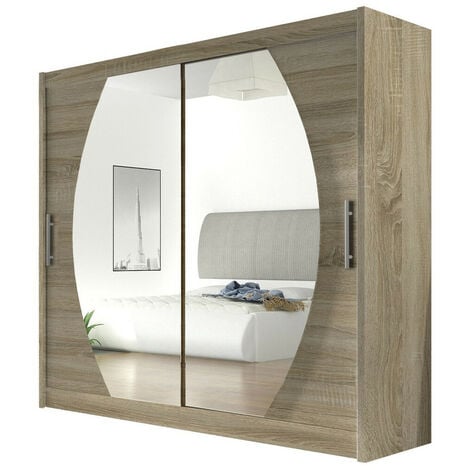 Armoire Closico 102, Sonoma chêne, 215x180x58cm, Portes d'armoire: Coulissantes, Nombre d'étagères: 0