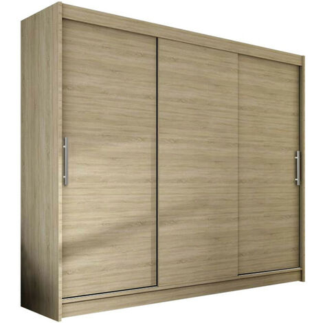Armoire Closico 118, Sonoma chêne, 215x250x58cm, Portes d'armoire: Coulissantes, Nombre d'étagères: 9