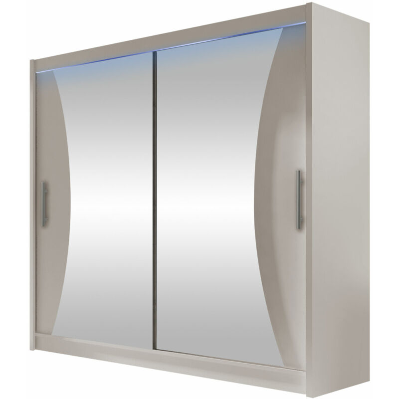 Mobilier1 - Armoire Closico 124, Cachemire, 215x180x57cm, Portes d'armoire: Coulissantes, Nombre d'étagères: 0, led