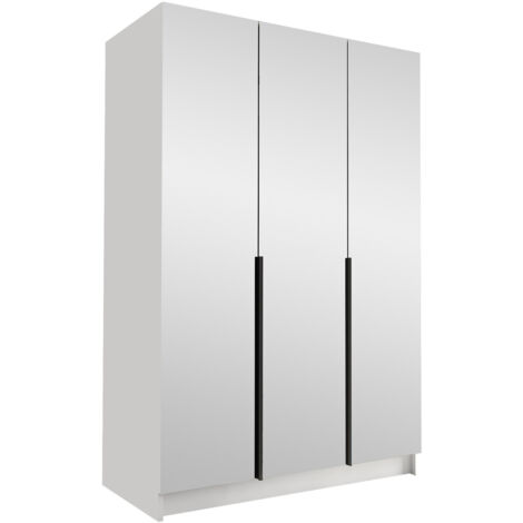 Armoire Closico 196, Blanc + Noir, 215x150x58cm, Portes d'armoire: Avec des charnières, Nombre d'étagères: 0