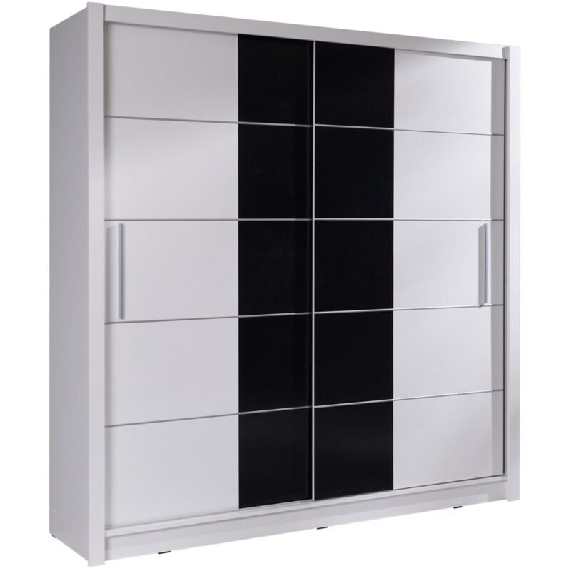 Armoire 2 portes coulissantes - blanc et noir - Collection brescia