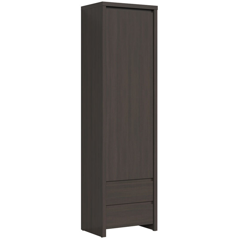 Petits-meubles - Armoire colonne 1 porte 2 tiroirs Soren Bois Wengé