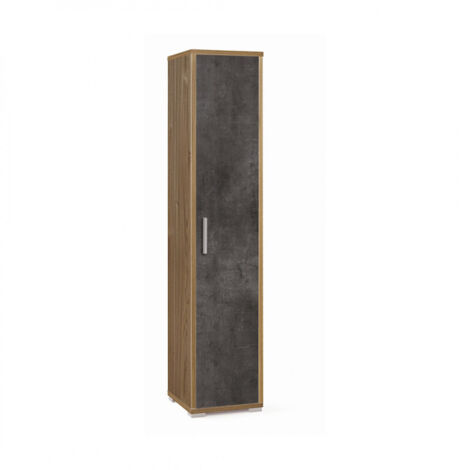 Armoire colonne 1 porte 39L x 41P x H182 – Finition noyer et noir mat – Sarmog