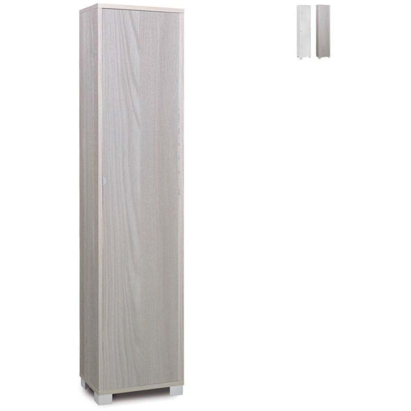 Colonne de rangement mobile avec porte, 4 étagères ajustables Tibet - Orme