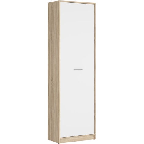 Armoire colonne 1 porte Ewen Bois et Blanc