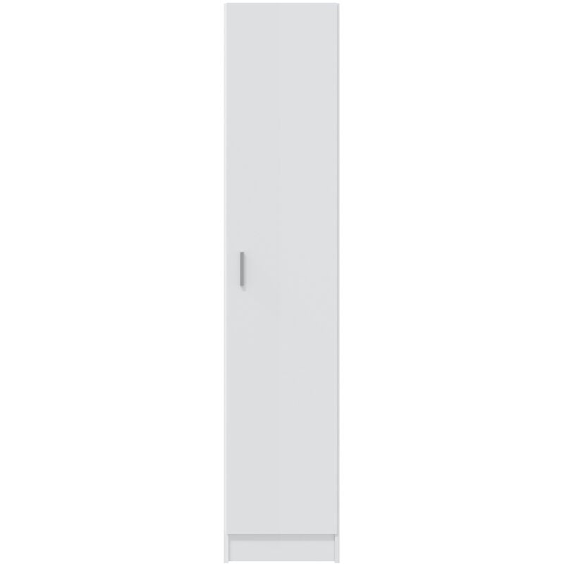 Pegane - Armoire Colonne de rangement avec 1 porte et 4 étageres, coloris blanc - 180 cm (hauteur) x 37 cm (longueur) x 37 cm (profondeur)