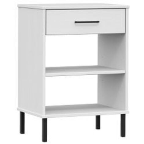 Armoire console avec pieds en métal Blanc Bois pin massif OSLO