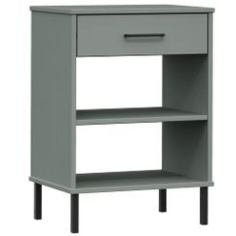 Armoire console avec pieds en métal Gris Bois pin massif OSLO