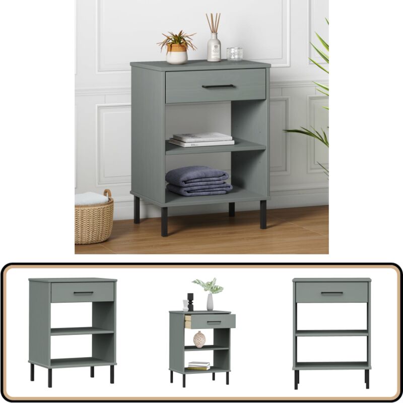 Vidaxl - Armoire console avec pieds en métal Gris Bois pin massif oslo - Meuble Industriel - Armoire Console - Table Basse - Rangement Intérieur