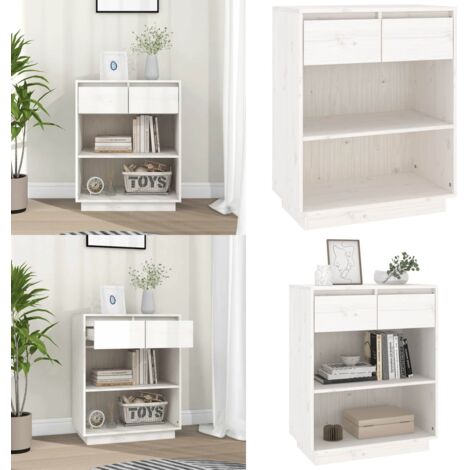 Armoire console Blanc 60x34x75 cm Bois de pin solide - Buffet - Meuble TV - Commode - Armoire Blanche - Mobilier Bois - Home & Living