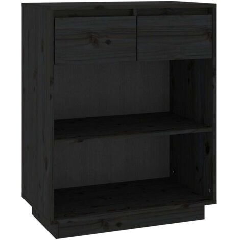 Armoire console Design moderne, Armoire Etagère de rangement, Noir 60x34x75 cm Bois de pin solide OIB9694E