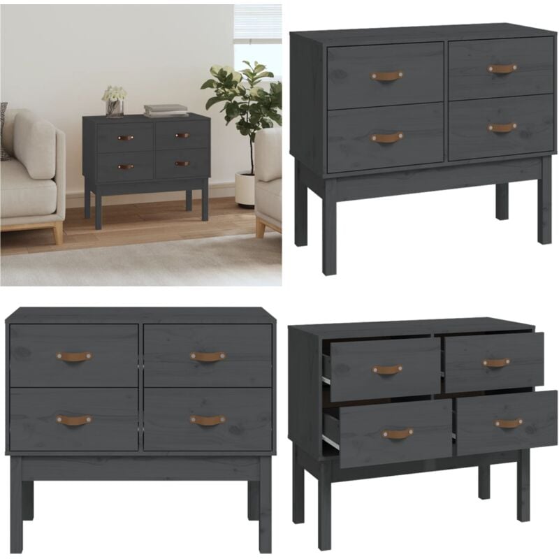 Vidaxl - Armoire console Gris 90x40x78 cm Bois de pin solide - Meuble De Rangement - Buffet - Commode - Armoire Console - Meuble Entrée - Home &