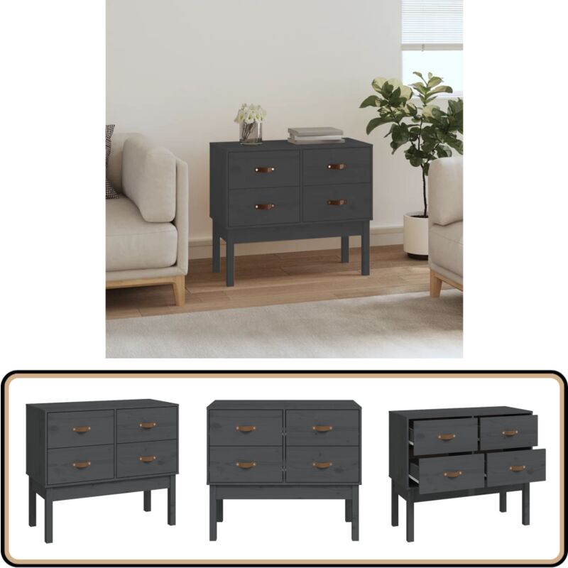 Vidaxl - Armoire console Gris 90x40x78 cm Bois de pin solide - Meuble De Rangement - Buffet - Commode - Armoire Console - Meuble Entrée