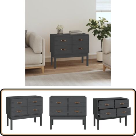 Armoire console Gris 90x40x78 cm Bois de pin solide - Meuble De Rangement - Buffet - Commode - Armoire Console - Meuble Entrée