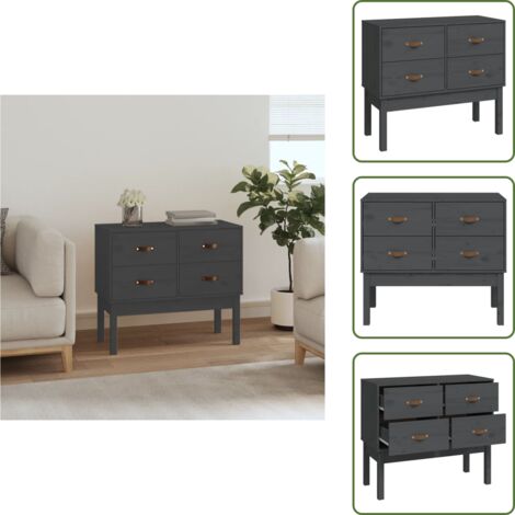 Armoire console Gris 90x40x78 cm Bois de pin solide - Meuble De Rangement - Buffet - Commode - Armoire Console - Meuble Entrée