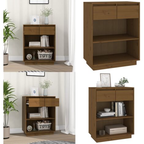 Armoire console Marron miel 60x34x75 cm Bois de pin solide - Buffet - Meuble TV - Commode - Armoire Console - Rangement - Home & Living