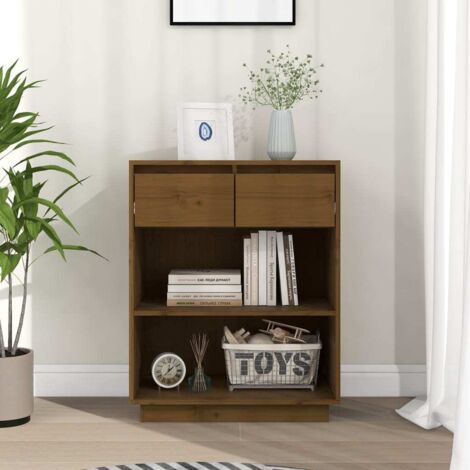Armoire console, Meuble de Rangement, Bibliothèque Marron miel 60x34x75 cm Bois de pin solide HYB33829