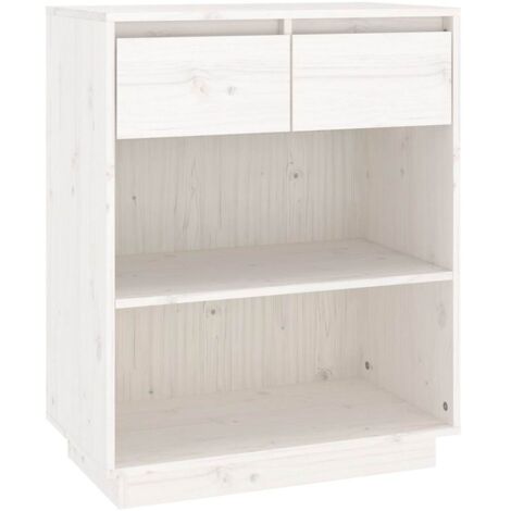 Armoire console meuble de rangement Blanc 60x34x75 cm Bois de pin solide -63974