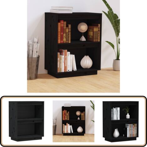 Armoire console Noir 60x34x75 cm Bois de pin solide - Buffet Noir - Meuble Rangement - Armoire Console - Commode Bois - Mobilier Salon