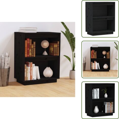 Armoire console Noir 60x34x75 cm Bois de pin solide - Buffet Noir - Meuble Rangement - Armoire Console - Commode Bois - Mobilier Salon