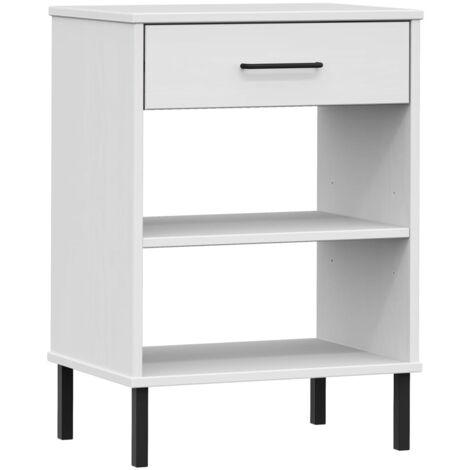 Armoire console，Table d'appoint，Bout de canapé avec pieds en métal Blanc Bois pin massif OSLO CFW10547