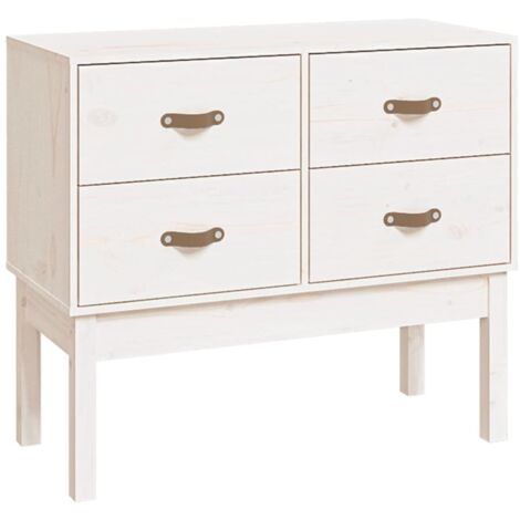 Armoire console，Table d'appoint，Bout de canapé Blanc 90x40x78 cm Bois de pin solide CFW27021