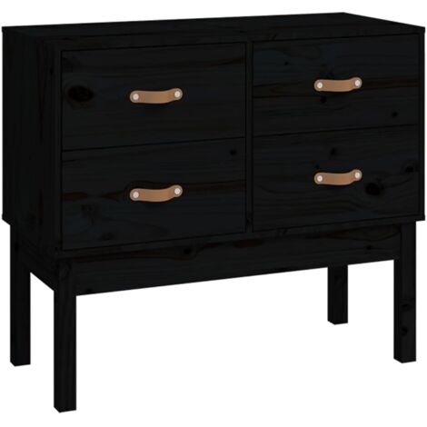 Armoire console，Table d'appoint，Bout de canapé Noir 90x40x78 cm Bois de pin solide CFW71885
